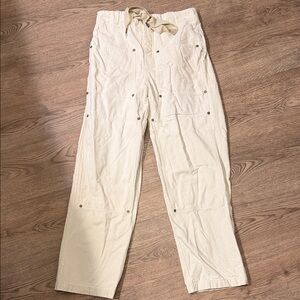 Free People Khaki Cargo Canvas Worker Pants
